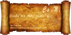 Csáki Mátyás névjegykártya
